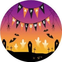 Pink Orange Happy Halloween Sticker
