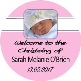 Pink Photo Christening cupcake topper