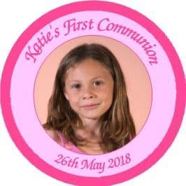 Pink Photo Communion Sticker