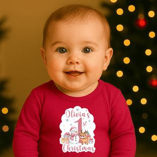 Pink Santa 1st Christmas Christmas Pyjamas Transfer