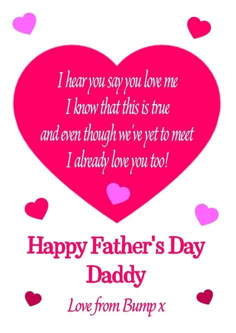Pink To Daddy from Bump/Baby Father's Day Card