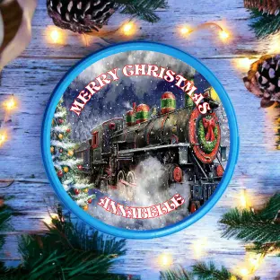 Polar Express Themed Circle Sweet Tub Sticker