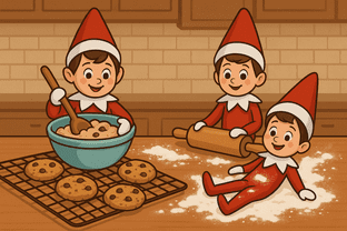 Postcard from Family Elf - 3 Elves