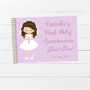 Purple Communion Girl Wire Bound Guest Book