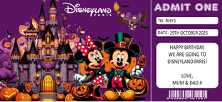 Purple Halloween Themed Disneyland Paris Surprise Holiday Ticket
