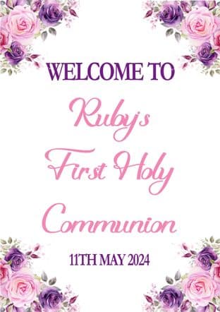 Purple & Pink Flower Any Occasion Welcome Sign