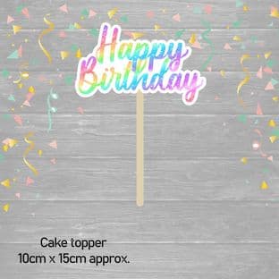 Rainbow Sparkle Happy Birthday Cake Topper