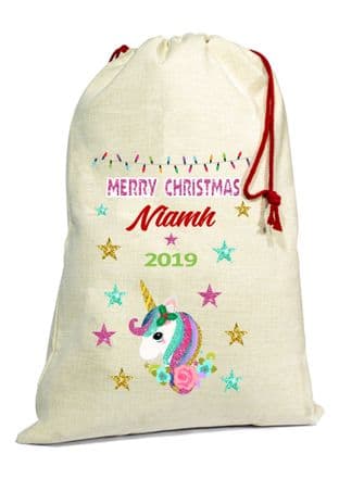 Rainbow Unicorn Christmas Santa Gift Sack