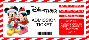 Red Christmas Themed Disneyland Paris Themed Surprise Ticket