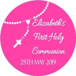 Rosary Beads Pink Communion Sticker
