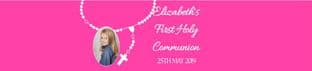 Rosary Beads Pink Photo Communion Bottle Label Wrapper