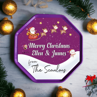 Santa & Flying Sleigh Octagon Sweet Tub Sticker