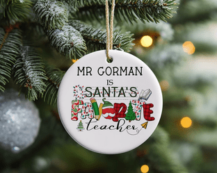 Santa's Favourite Teacher Acrylic Christmas Ornament Decoration