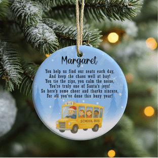 School Bus Escort Poem Acrylic Christmas Ornament
