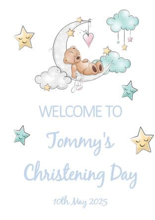 Sleeping Teddy Blue  Any Occasion Welcome Sign