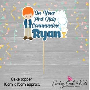 Standing Red Hair Boy Communion Cake Topper