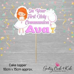 Standing Red Hair Girl Communion Cake Topper