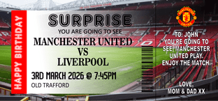 Suprise Manchester United Football Match Ticket Gift