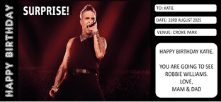 Suprise Robbie Williams Ticket Gift