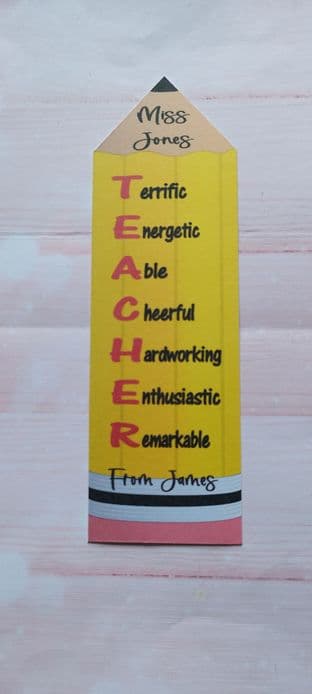 Teacher Pencil Shape Bookmark