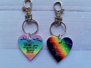 Teacher Rainbow Heart Keyring Design 4
