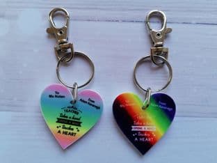 Teacher Rainbow Heart Keyring Design 5