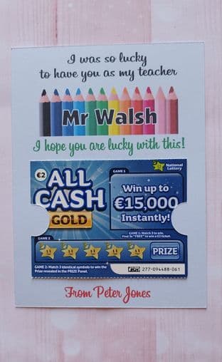 Teacher / School Staff Scratch Card Holder Design 1