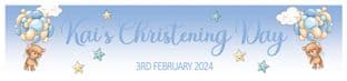 Teddy Blue Balloons Christening Banner
