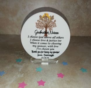 Thank You for being my Confirmation Sponsor Circle Plaque