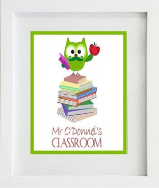 Thank You Teacher Male Owl Teacher Classroom Print