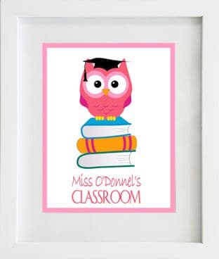 Thank You Teacher Pink Owl Classroom Print