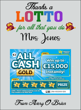 Thanks a Lotto Any Name €2 Scratch Card Holder