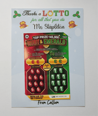 Thanks a Lotto  Christmas €5 Scratch Card Holder