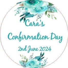 Turquoise Flower Confirmation Sticker