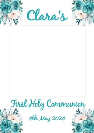 Turquoise Flowers Selfie Frame - any occasion