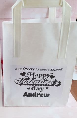 Valentine's Day Treat Bags with Personalised Names - BLACK