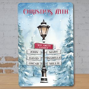 Welcome to Christmas Family Signpost Metal Sign