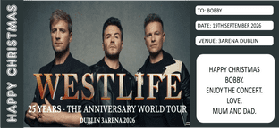 Westlife Anniversary Tour Ticket Gift Design 1