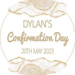 White & Gold Confirmation Sticker