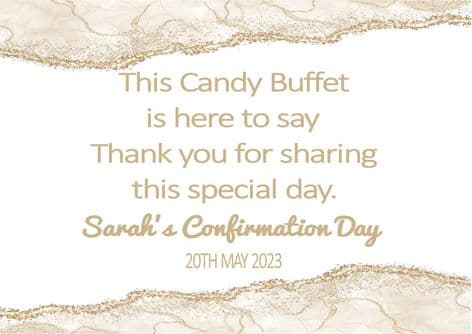 White & Gold Confirmation Table Sign