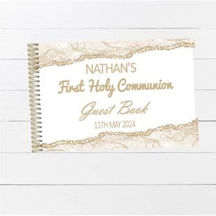 White & Gold Wire Bound Guest Book