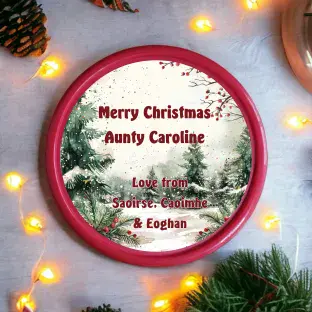 Winter Snowy Scene Circle Sweet Tub Sticker