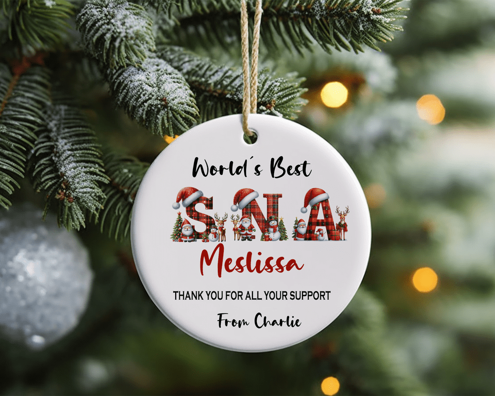 World s Best SNA Letters Acrylic Christmas Ornament Decoration
