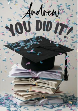 You Did It Hat & Confetti Graduation Card