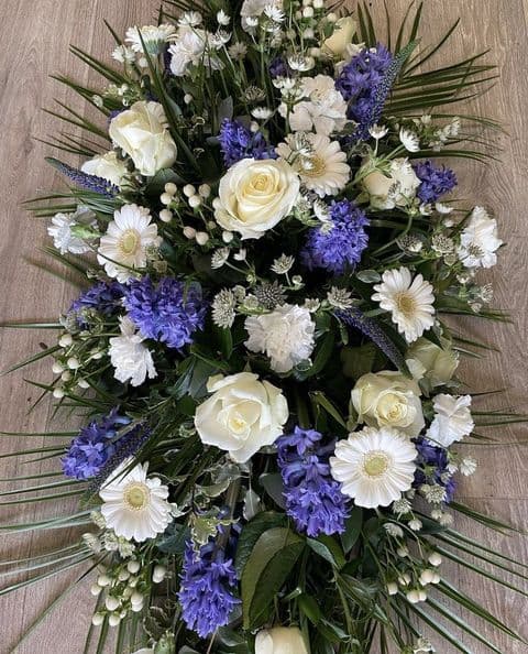 Blue and White Casket Spray