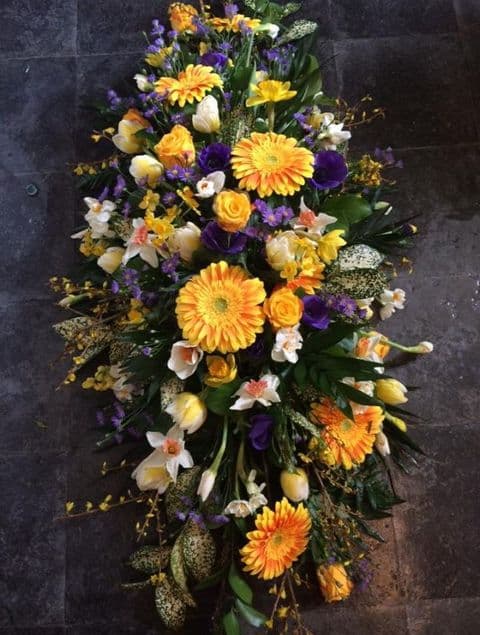 Lemon and Blue Casket Spray