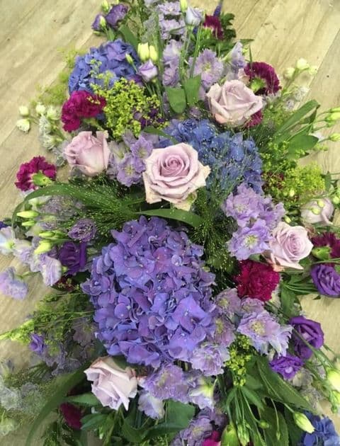 Lilac and Purple Casket Spray