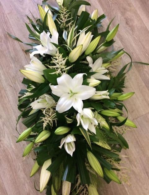 White Lily Casket Spray