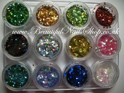 12 Color DIAMOND Shape RHOMBUS Glitter Spangle Nail Art