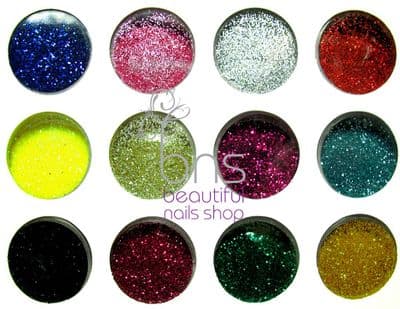 12 Colours Glitter Dust , Nail Art, Make Up - Set 3
